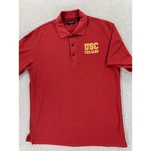 USC Trojans Vintage Short Sleeve Sideline Polo Shirt (Men's Medium) Cardinal Red